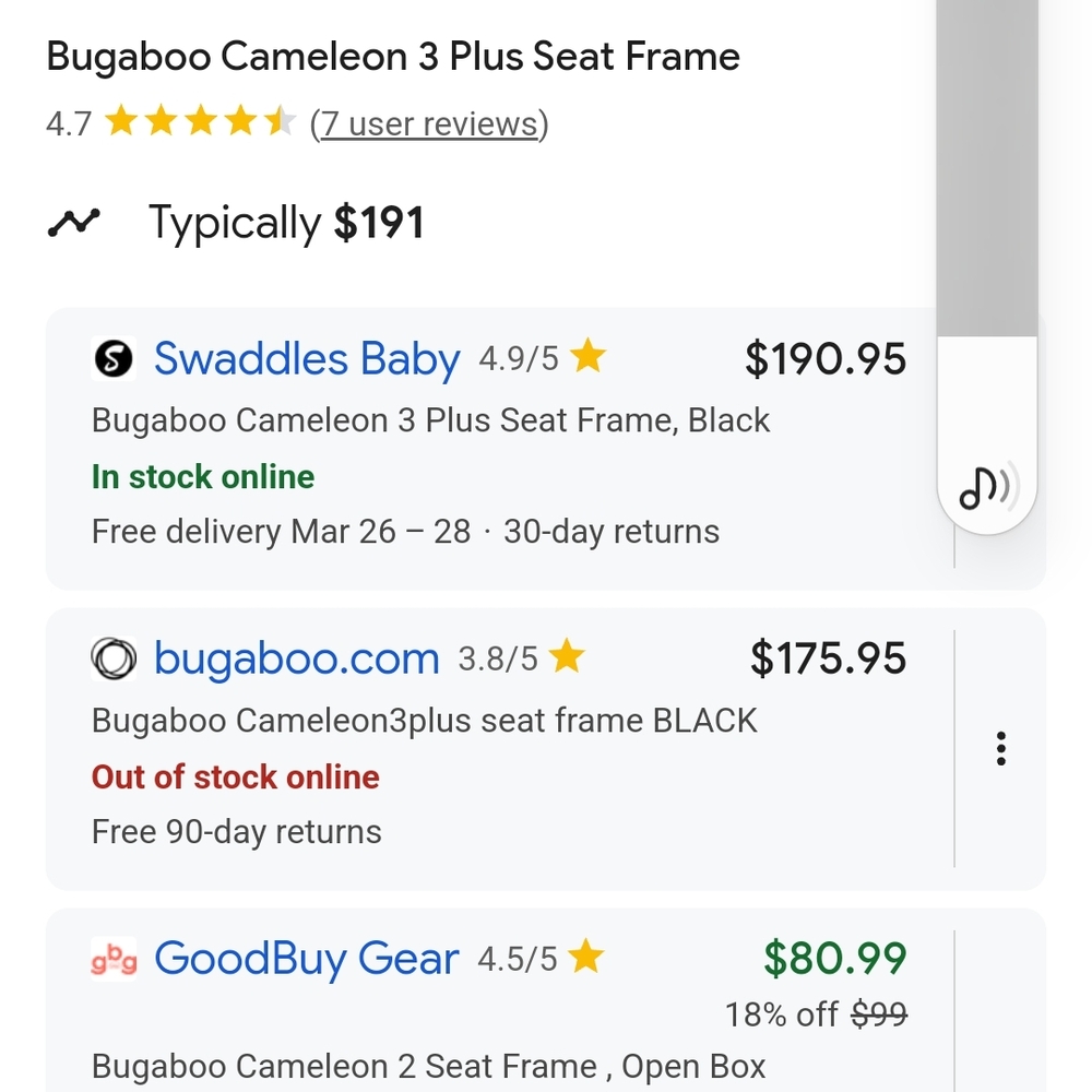 Bugaboo Cameleon 3 Plus Seat Frame